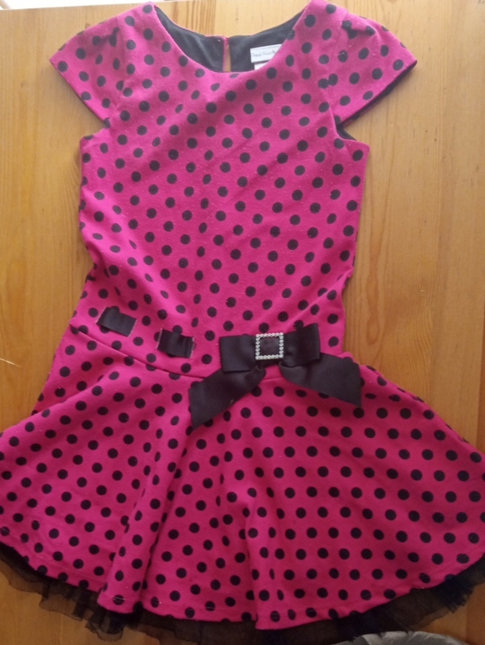 Sweet Heart Rose Hot Pink and Black Polka Dot Party Dress